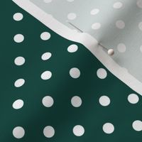 Pine Green and White Polka Dots