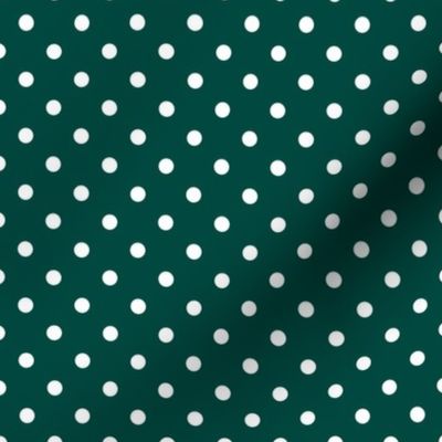 Pine Green and White Polka Dots