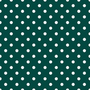 Pine Green and White Polka Dots