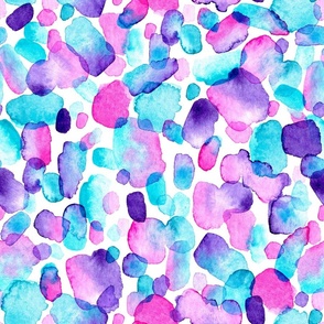 Watercolor Paint Swatches in Pink, Purple and Turquoise