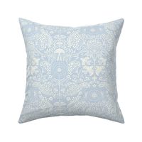 Woodland Damask - Hope is a Thing With Feathers - Pale Blue Fog & Ivory Cream