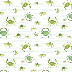 Green Lowcountry Watercolor Crabs