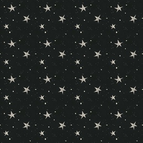 Night Sky chalk Stars Midnight _ charcoal black and soft grey_dark academia_ SMALL SCALE