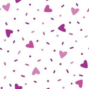 Small Pink Sprinkles and Hearts Confetti on White