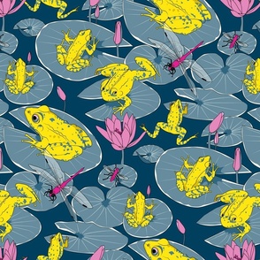 frog pond - teal yellow pink