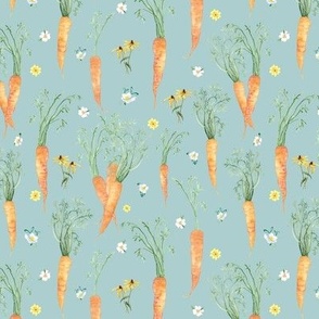 6" Daisy Floral and Easter Spring Carrots in Dusty Blue by Audrey Jeanne