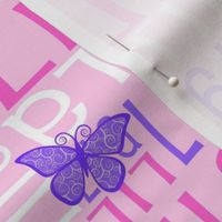 Personalized Name Fabric - Nested - Standard - Scattered - Butterfly - Lila