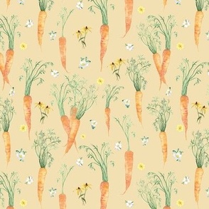6" Daisy Floral and Easter Spring Carrots in Butter Yellow by Audrey Jeanne