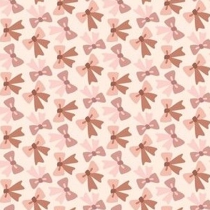 Mini Boho Blush Pink and Peach Bows on a Light Background Ditsy Scale