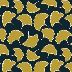 Falling Ginkgo Leaves // Black & Gold // 12