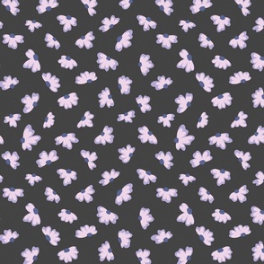 Little Flowers in Purple and lilac on charcoal repeat daisy pattern for girls
