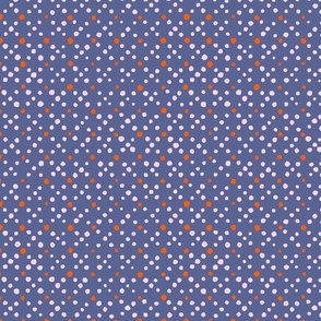 Modern Organic Spots Purple and Red polka dots on blue