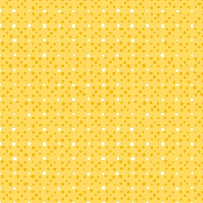 Modern organic Yellow and white polka dots on pale yellow lace style pattern