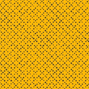 Black on Bright Yellow organic polka dots repeat pattern for apparel