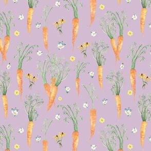 6" Daisy Floral and Easter Spring Carrots in Lavender Lilac  by Audrey Jeanne