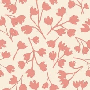 Ditsy Floral,  Peach Coral On Cream