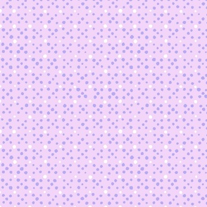 Organic ppots purple and white polka dots on a lilac lace pattern