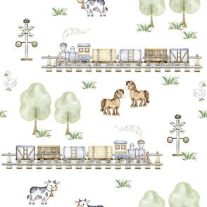 Farm Animals Train Ride Kids Room