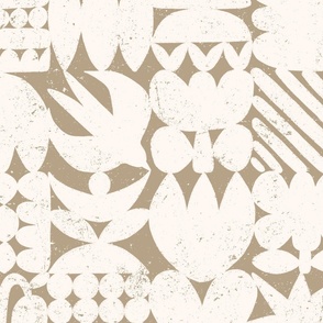 Modern classic block print, earth tones