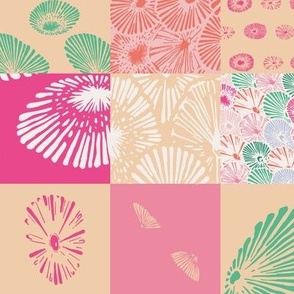 3” Tropical Pink Opihi Patchwork Girls Beige Beach Day