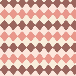 Chevron Zig Zag in Berry Red, Pink Coral and Brown