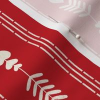 Valentine Heart Arrow Stripes | Neutral Cream on Red Background | Hand Drawn Texture | Medium
