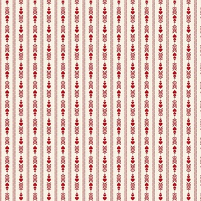 Valentine Heart Arrow Stripes | Red on Neutral Cream Background | Hand Drawn Texture | Small