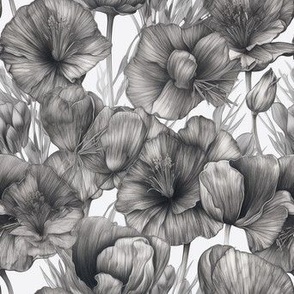 Charcoal Mariposa Lilies: Monochrome Majesty