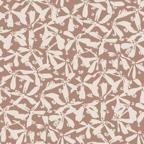 Silhouette floral chic in rosy taupe. Large scale