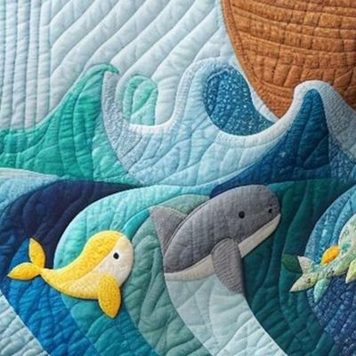 Cute Noah's Ark Cheater Quilt