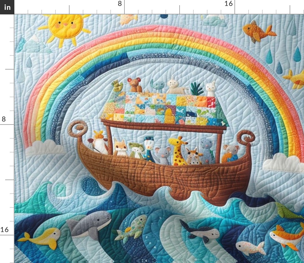 Cute Noah's Ark Cheater Quilt