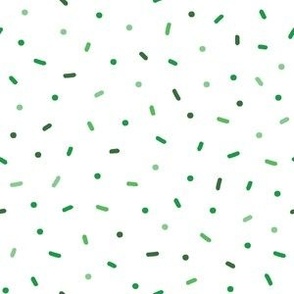 Small Festive Green Confetti Party Sprinkles on White 