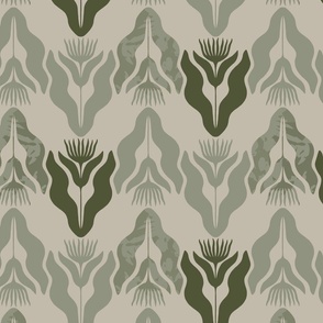 First Floral in Muted Green