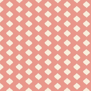 Diamond Lines_ Cream on Coral bg