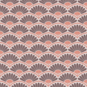 Daisy drop geometric scallops in mauve coral 