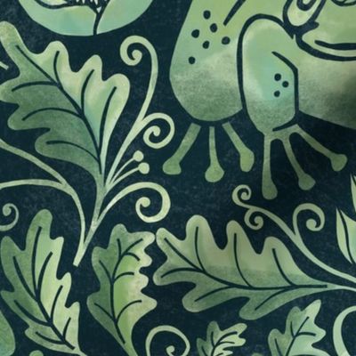 Three Frogs Damask