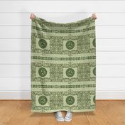 Clover and Celtic Knots on pale green large scale