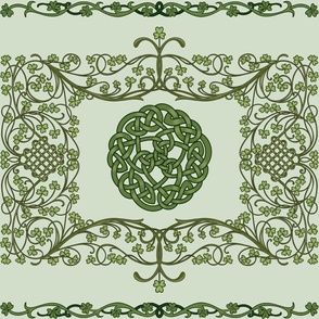 Clover and Celtic Knots on mint green large scale