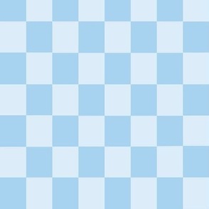 Medium-Scale retro-modern check in colors of blue on blue
