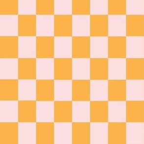 Medium-Scale retro-modern check in colors of pink and orange
