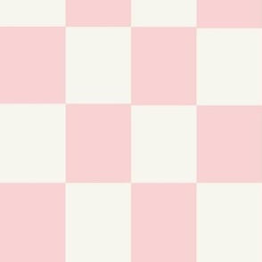 Large-Scale retro-modern check in colors of pink and cream
