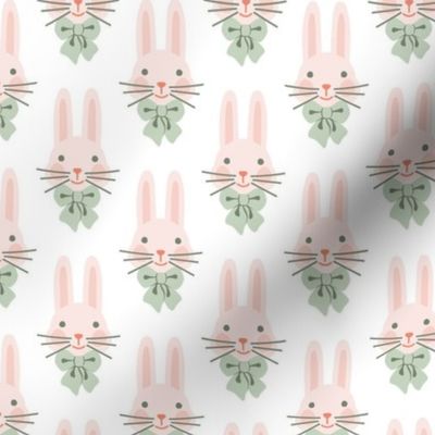 Dapper Bunnies - Pink on White, Large Scale 