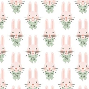 Dapper Bunnies - Pink on White, Large Scale 