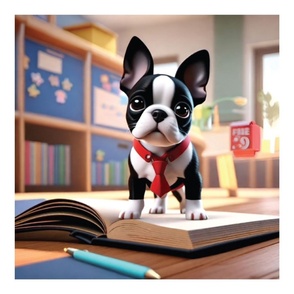 School Boston Terrier dog 20x20