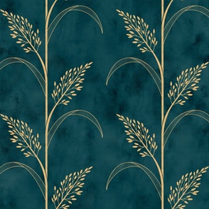 L // Modern Wild Grass trail in gold and Teal