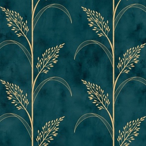 M // Modern Wild Grass trail in gold and Teal