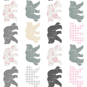 Woodland Bear Pink Sage and Cream Linen Rotated