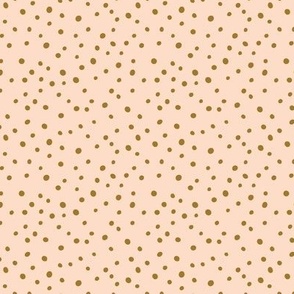 Mini Polka Dots mustard yellow on light pink