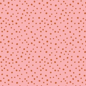 Mini Polka Dots orange on pink 