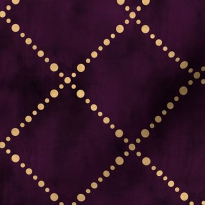 (L) Dotted Gold Diamonds on dark purple velvet base